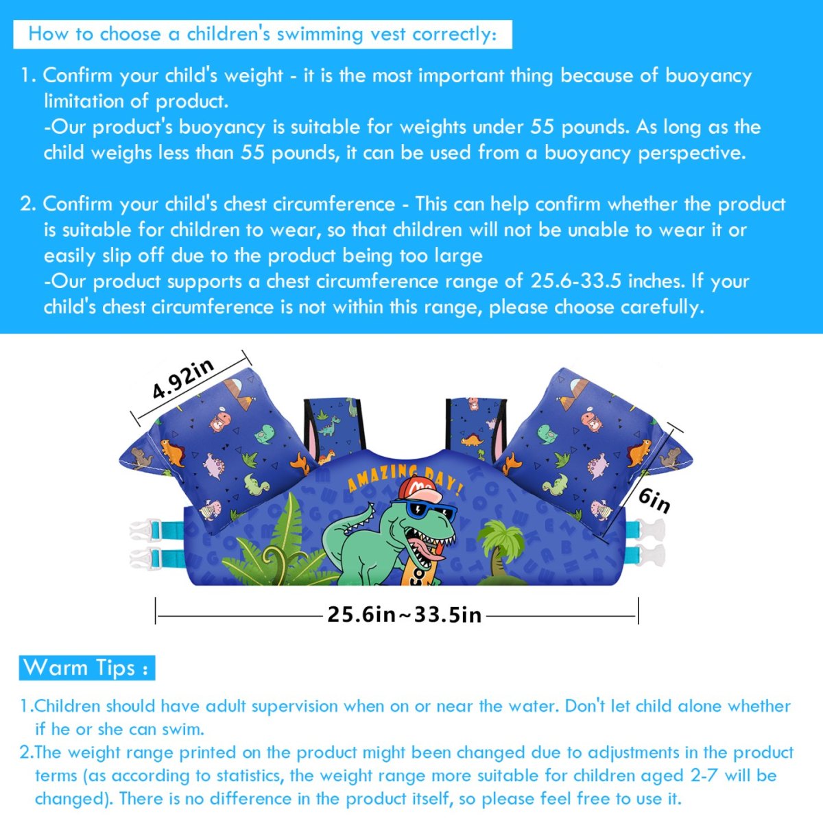 Kids Swim Vest - Dinosaur - Image 3