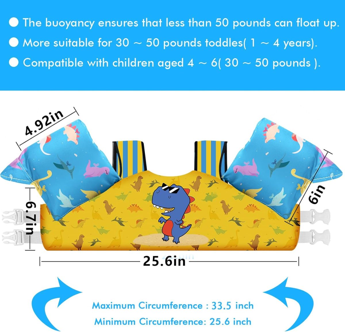 Kids Swim Vest - Cute Dinosaur - Image 2