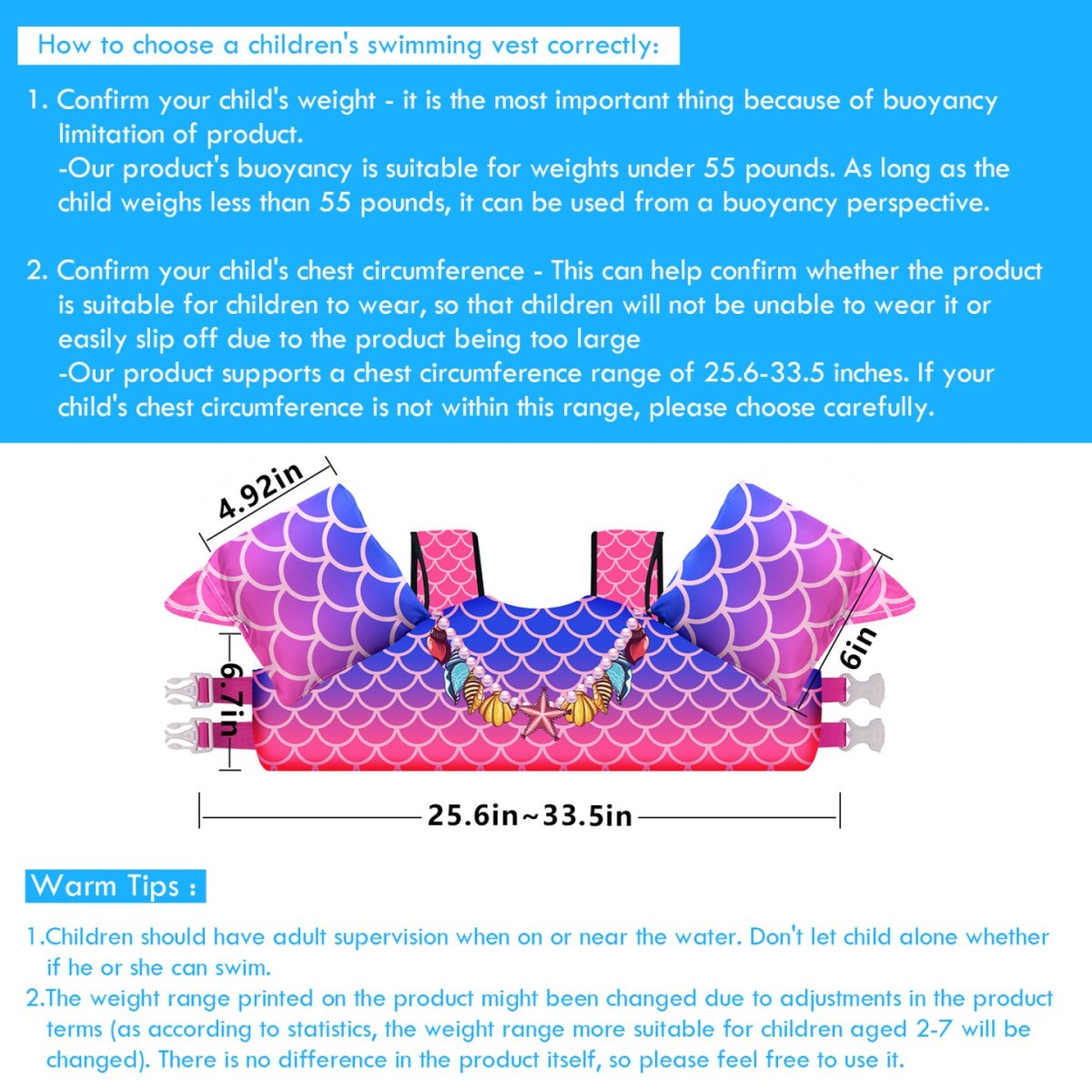Kids Swim Vest - Ocean Necklace - Image 2