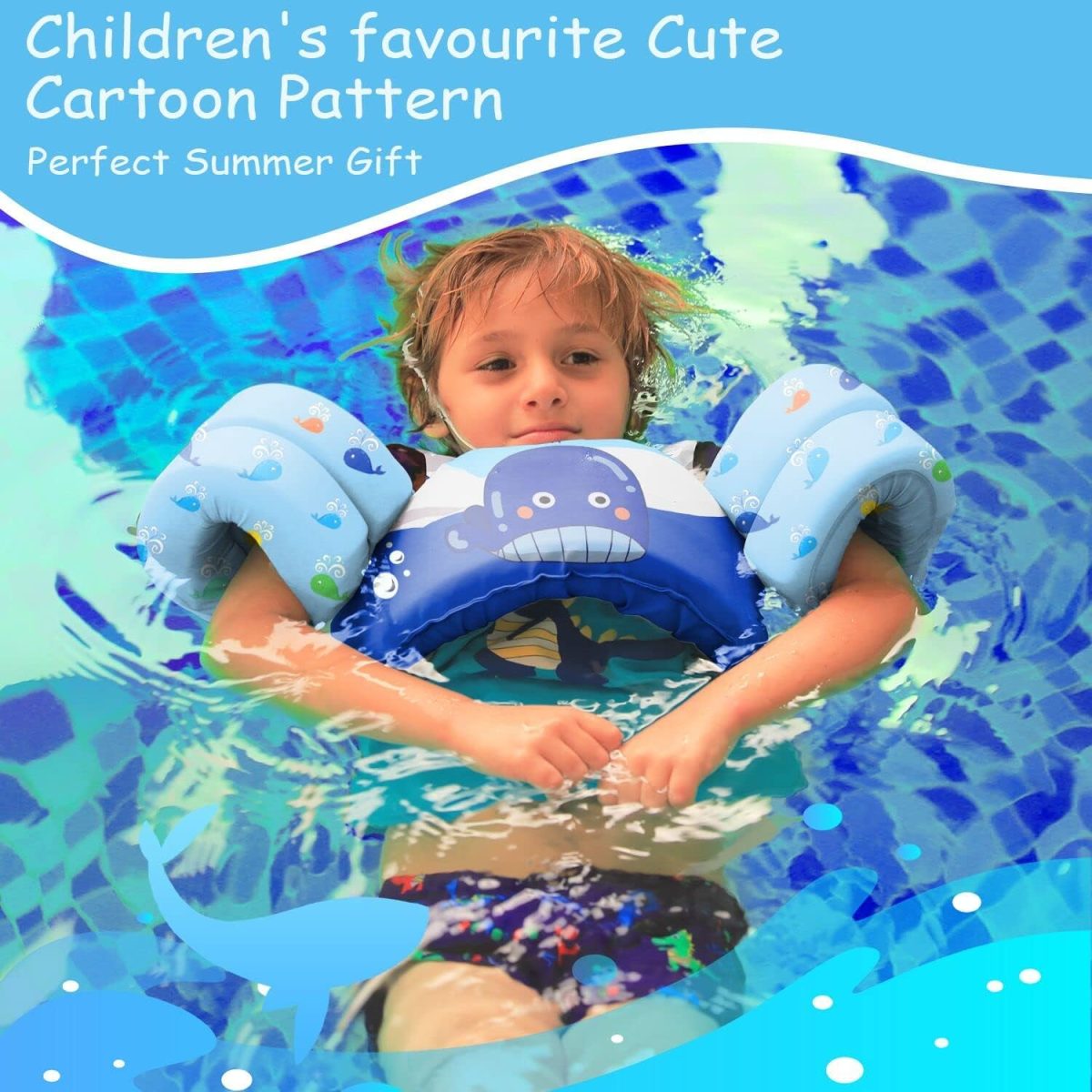 Kids Swim Vest – Blue Whale - Image 4