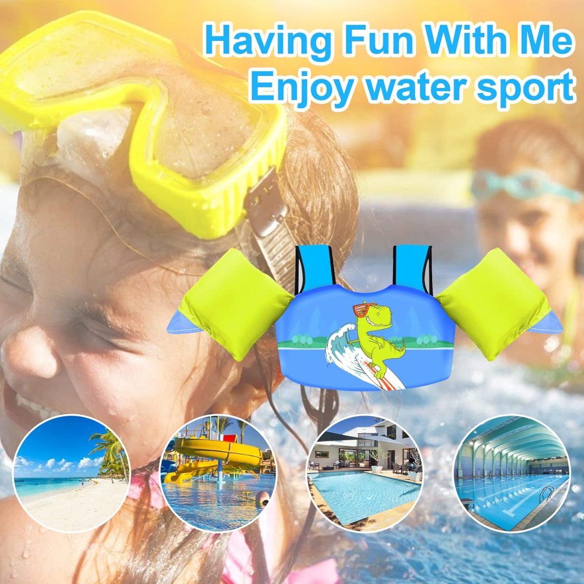 Kids Swim Vest - Surf Dinosaur - Image 6