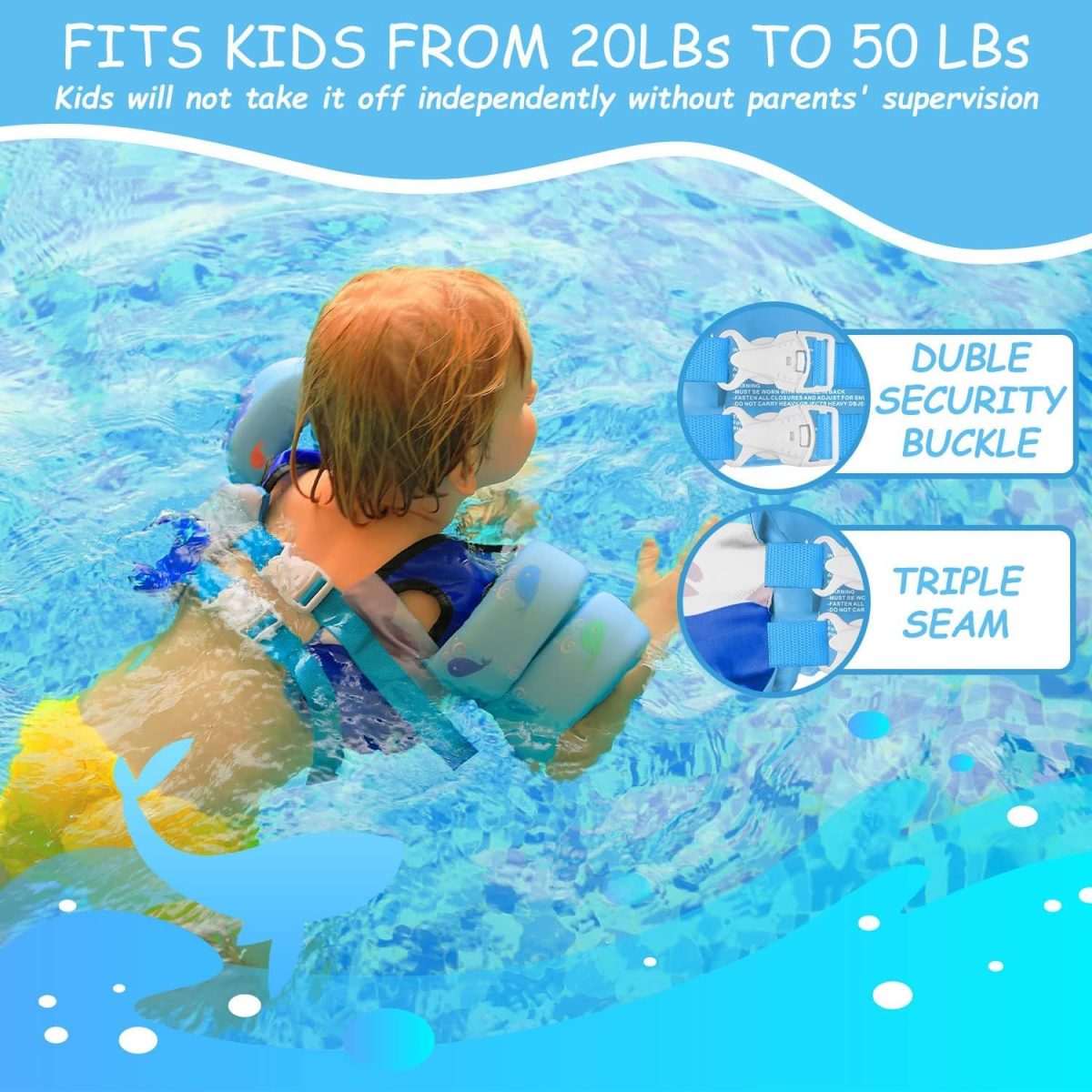 Kids Swim Vest – Blue Whale - Image 5