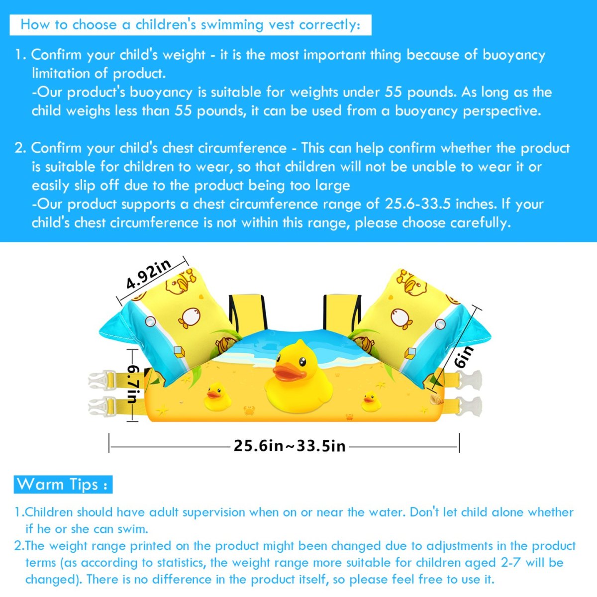 Kids Swim Vest - Yellow Duck - Image 2