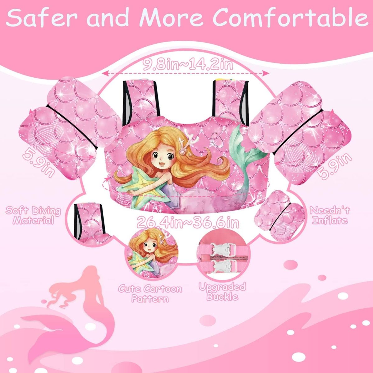 Kids Swim Vest – Mermaid - Image 2