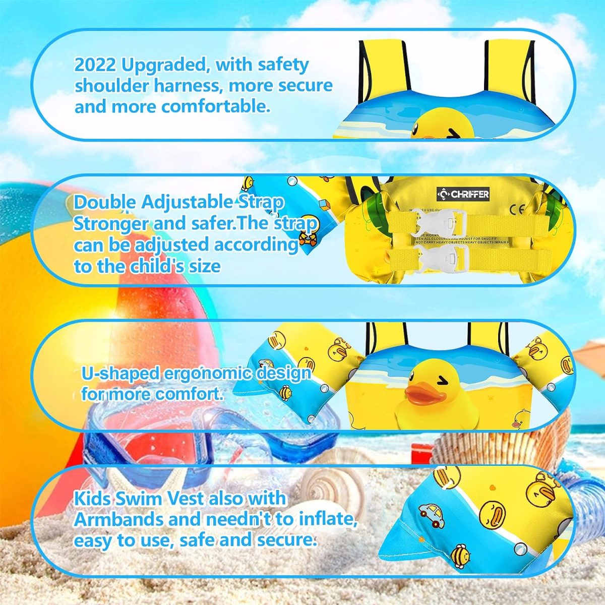 Kids Swim Vest - Yellow Duck - Image 5