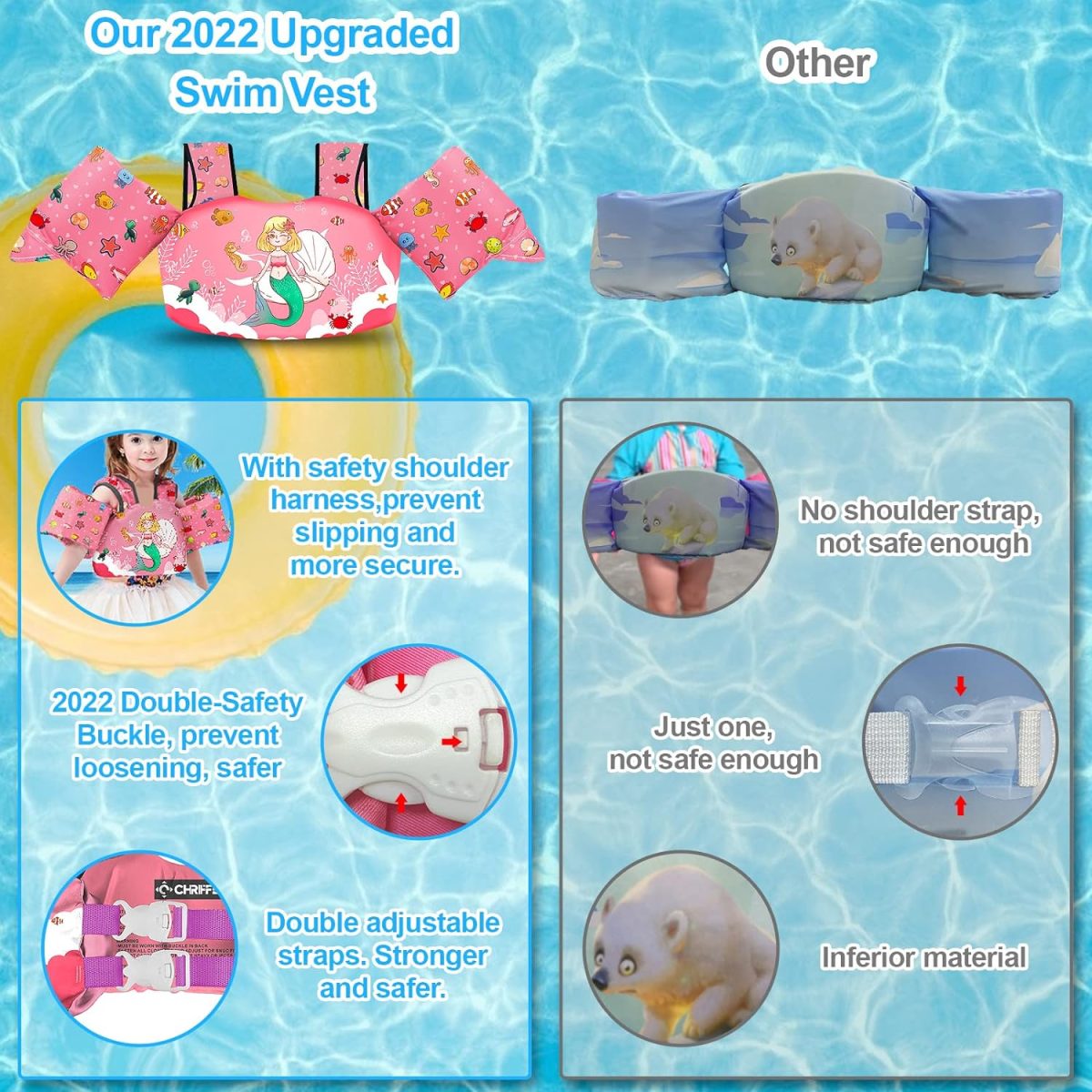 Kids Swim Vest - Mermaid and Shell - Image 7