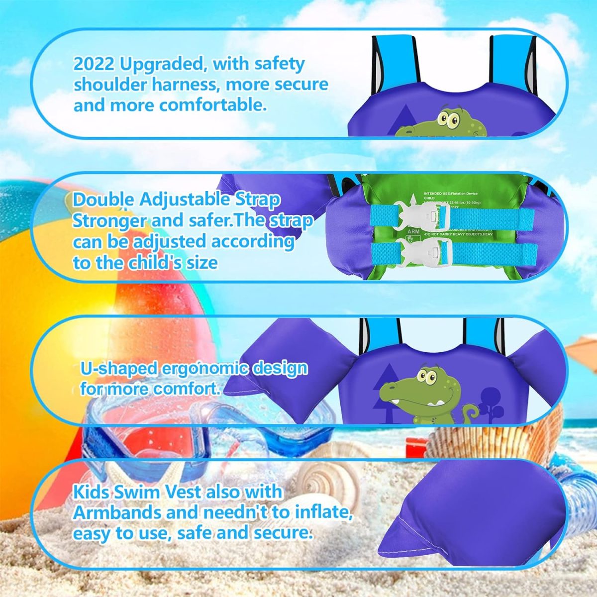 Kids Swim Vest - Crocodile - Image 5