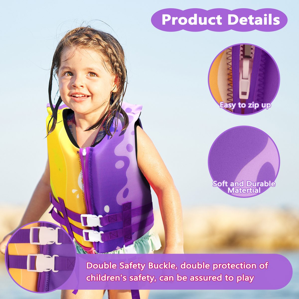 Kids Life Jacket - Purple - Image 2