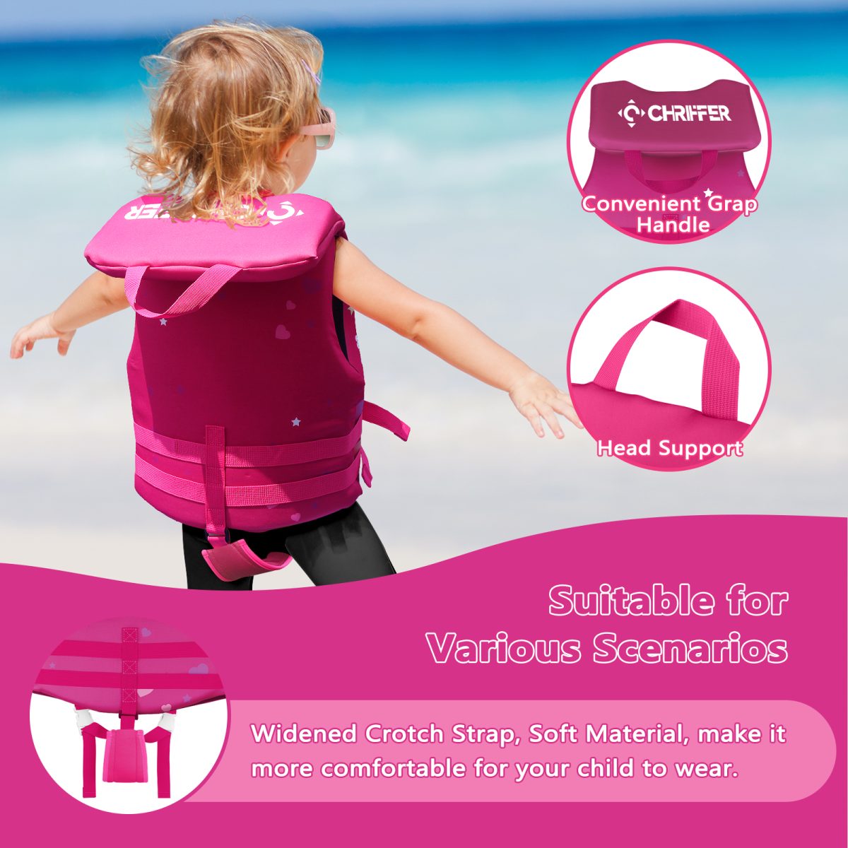 Kids Life Jacket - Rainbow Horse - Image 3