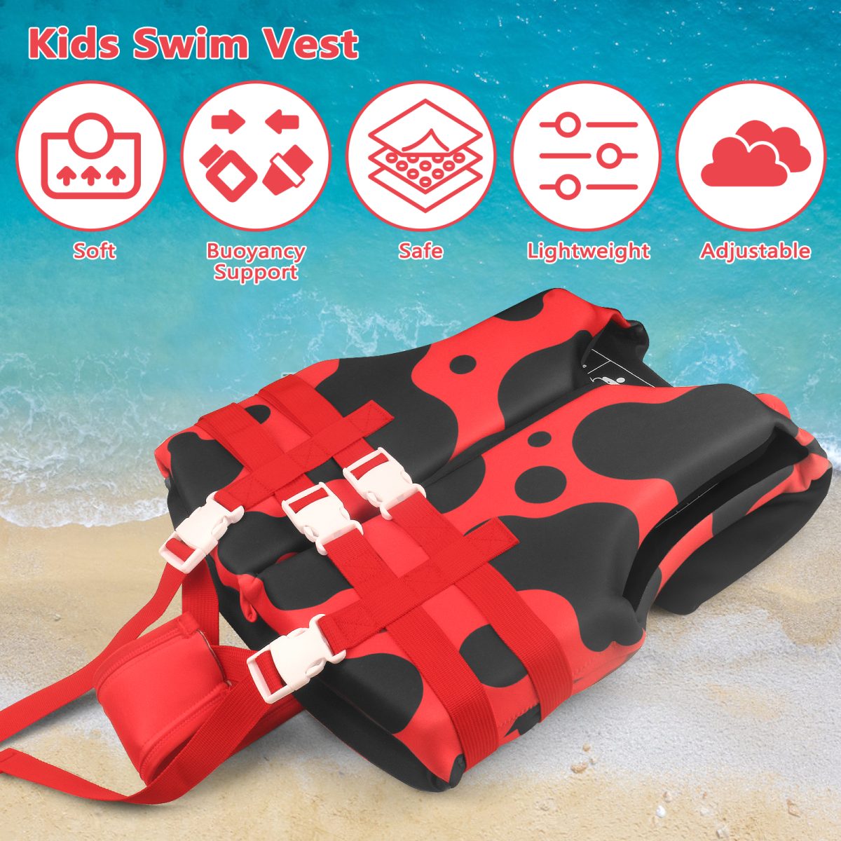 Kids Life Jacket - Polka Red - Image 4