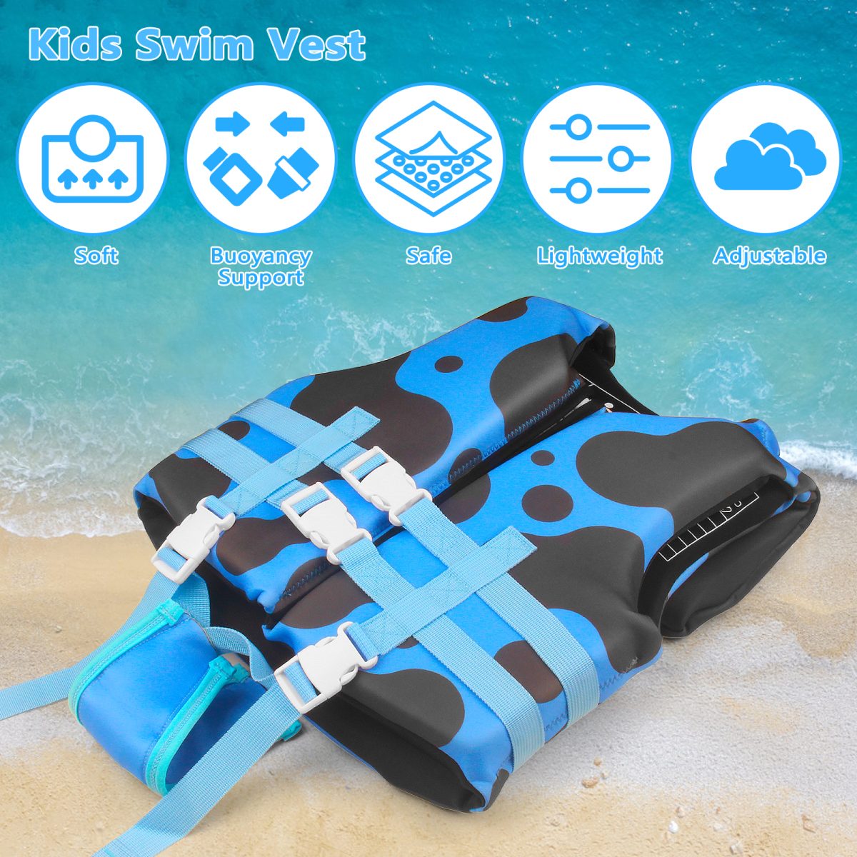 Kids Life Jacket - Polka Blue - Image 4