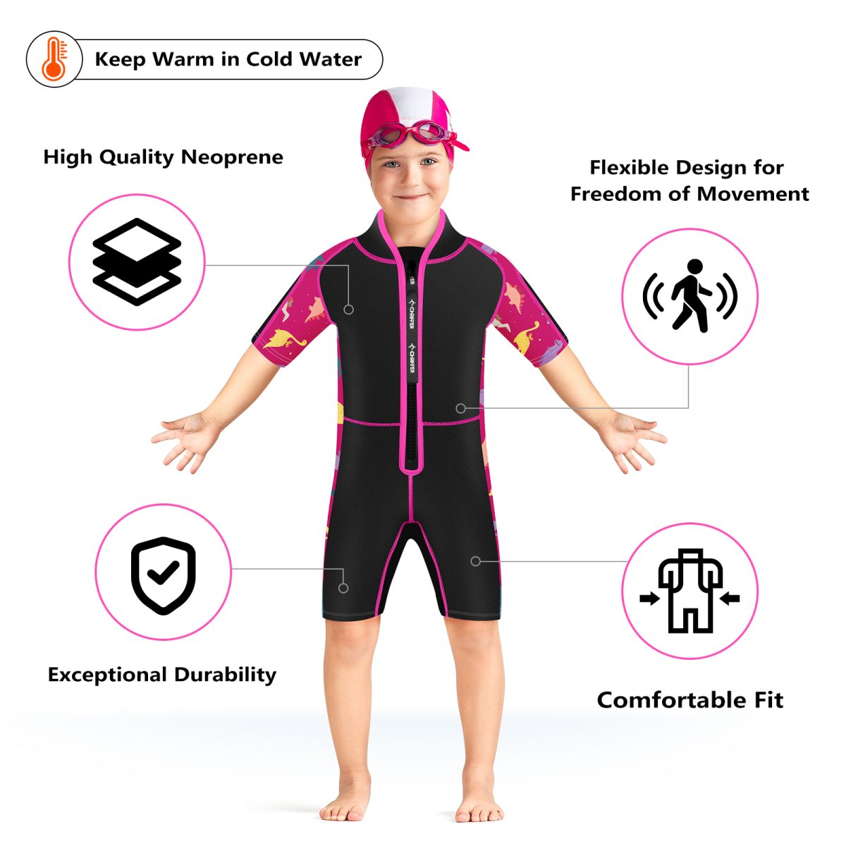 Kids Shorty Wetsuit - Red - Image 4