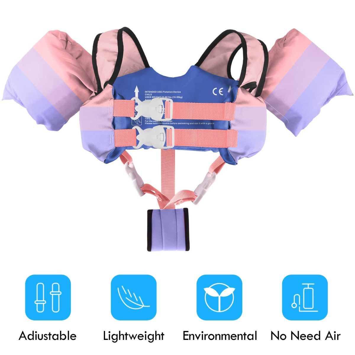 Kids Swim Vest with Crotch Strap - Flamingo - Image 4