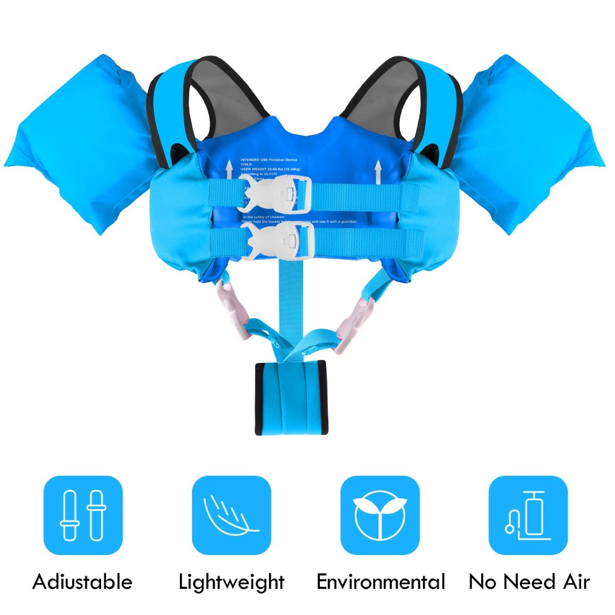 Kids Swim Vest with Crotch Strap - Shark - Image 5