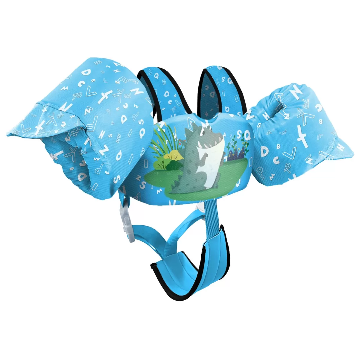 Kids Swim Vest with Crotch Strap - Cartoon Crocodile
