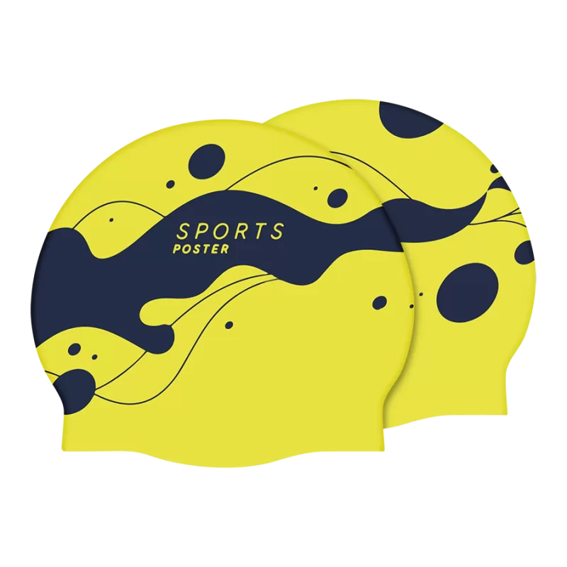 Yellow Leaping Silicone Swim Cap - Bright and Stylish Swim Cap with Leaping Design