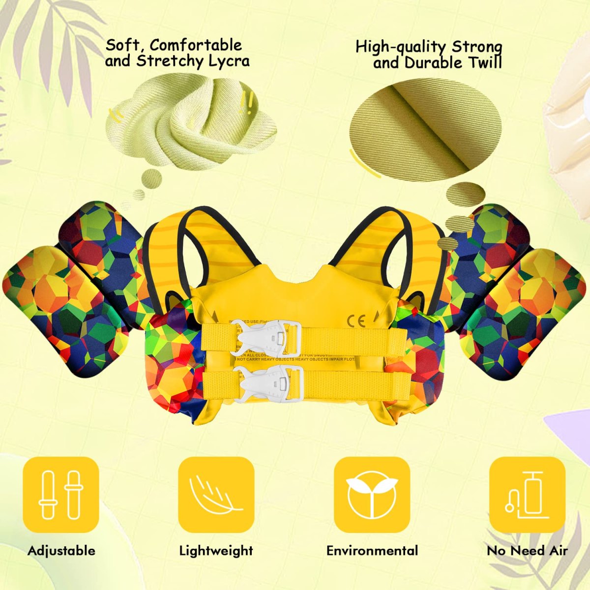 Kids Swim Vest – Geometric Camouflage - Image 2