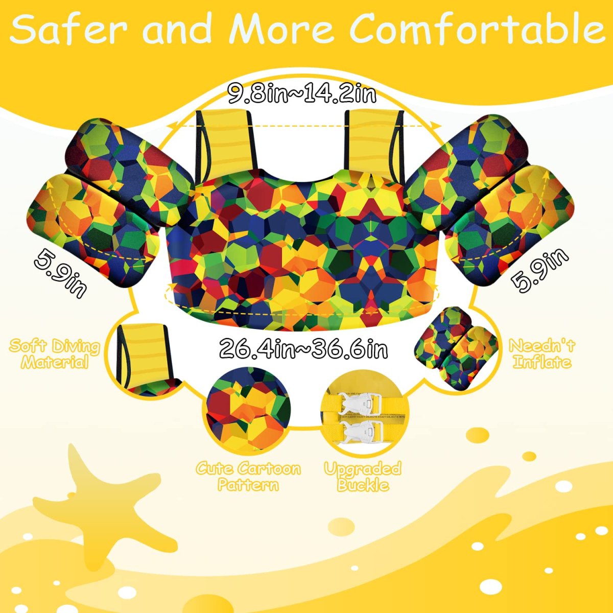 Kids Swim Vest – Geometric Camouflage - Image 3