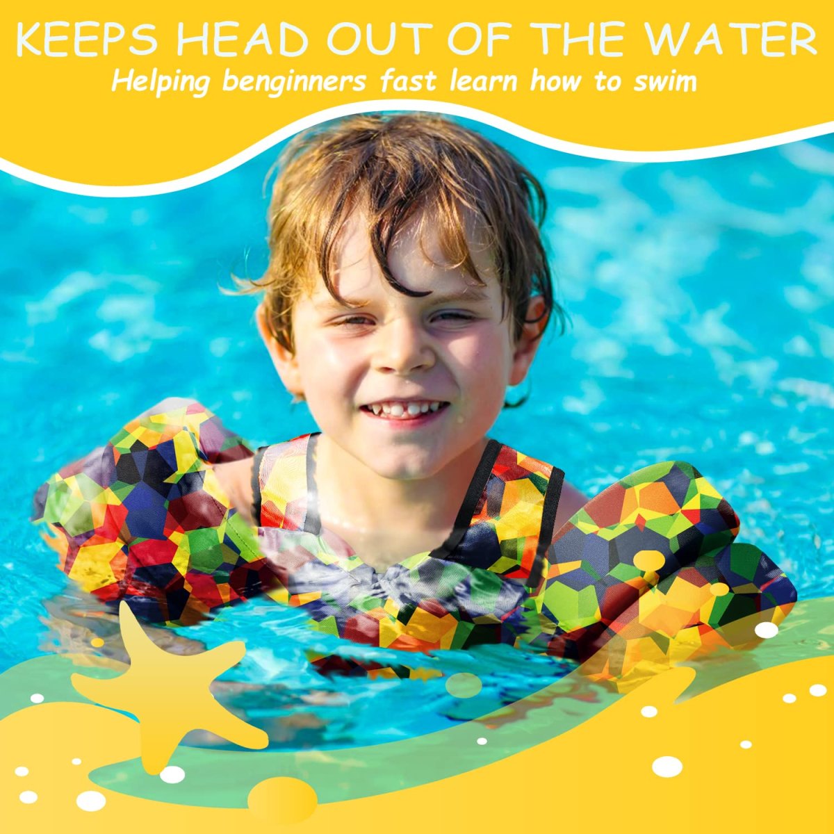 Kids Swim Vest – Geometric Camouflage - Image 4