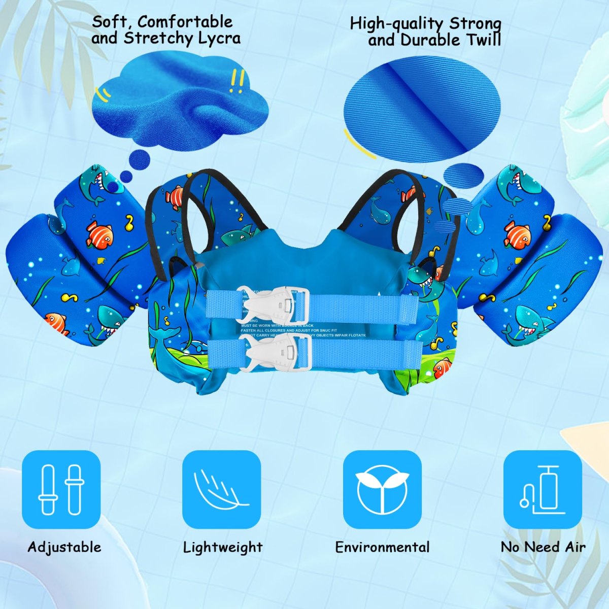Kids Swim Vest - Cute Crab - Image 3