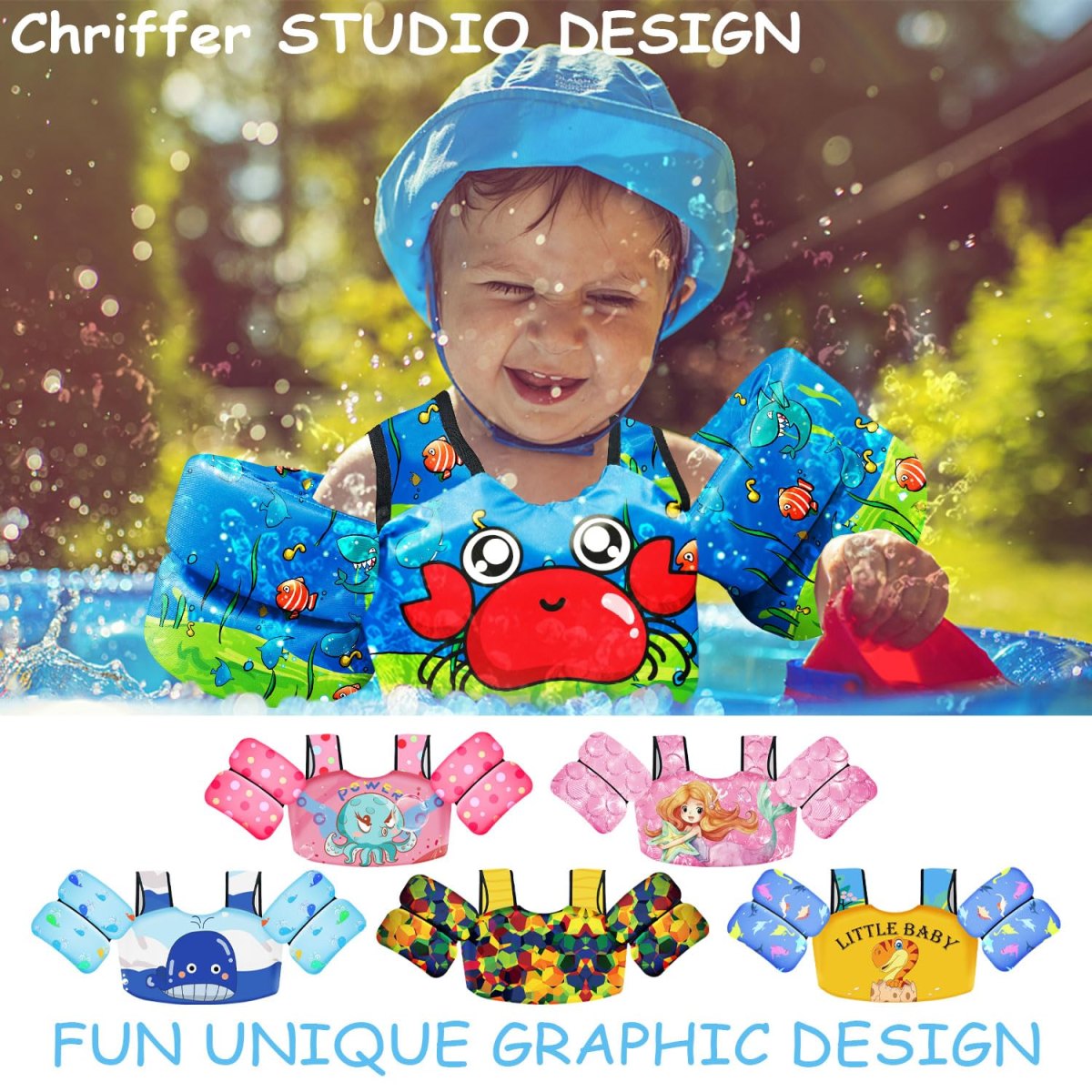 Kids Swim Vest - Cute Crab - Image 7