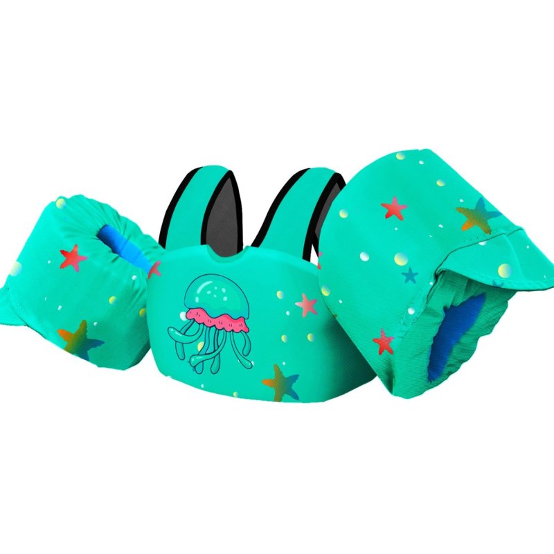 Kids Swim Vest - Green Jellyfish
