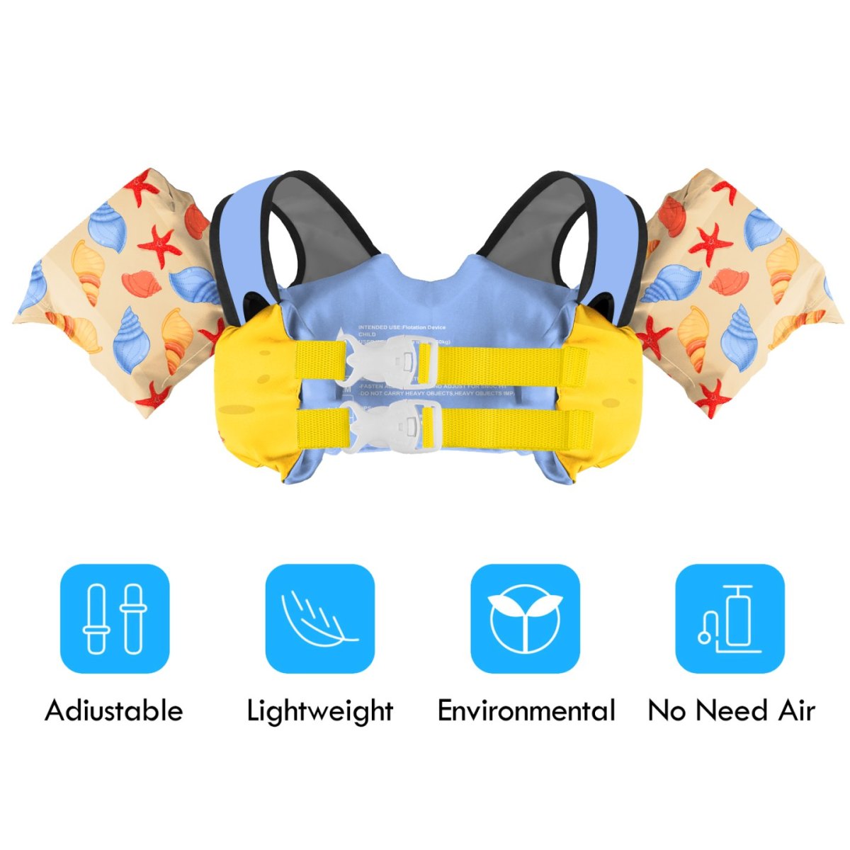 Kids Swim Vest - Orange Starfish - Image 3