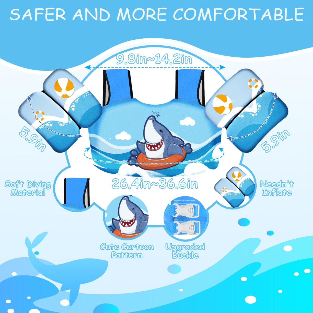 Kids Swim Vest - Swimming Shark - Image 2