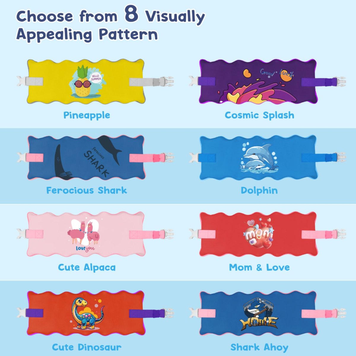 Kids swim belt with assorted patterns