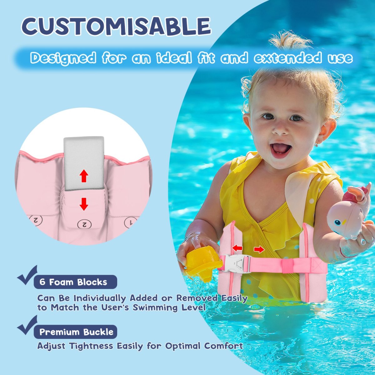 Kids swim belt with alpaca pattern