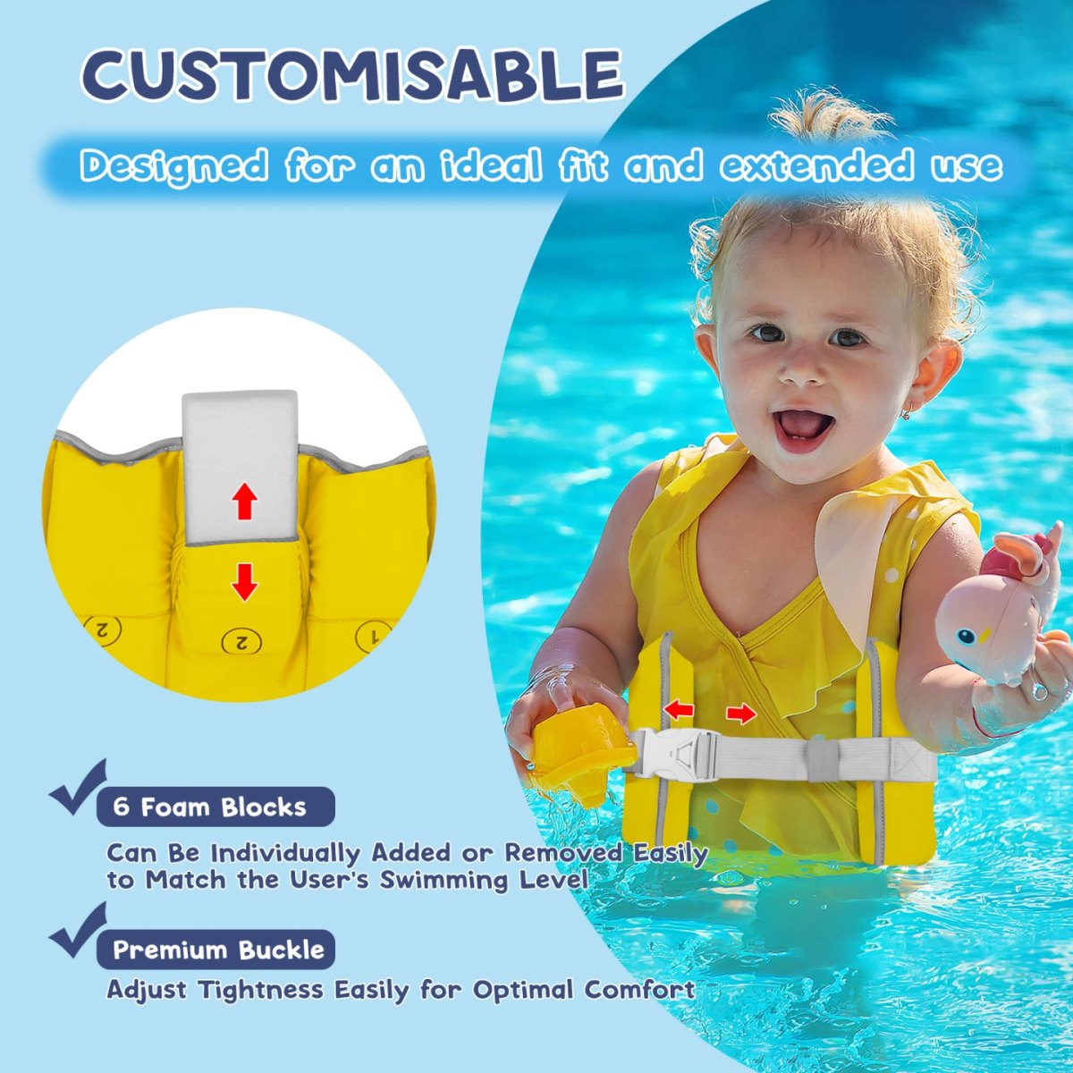 Kids swim belt with pineapple pattern