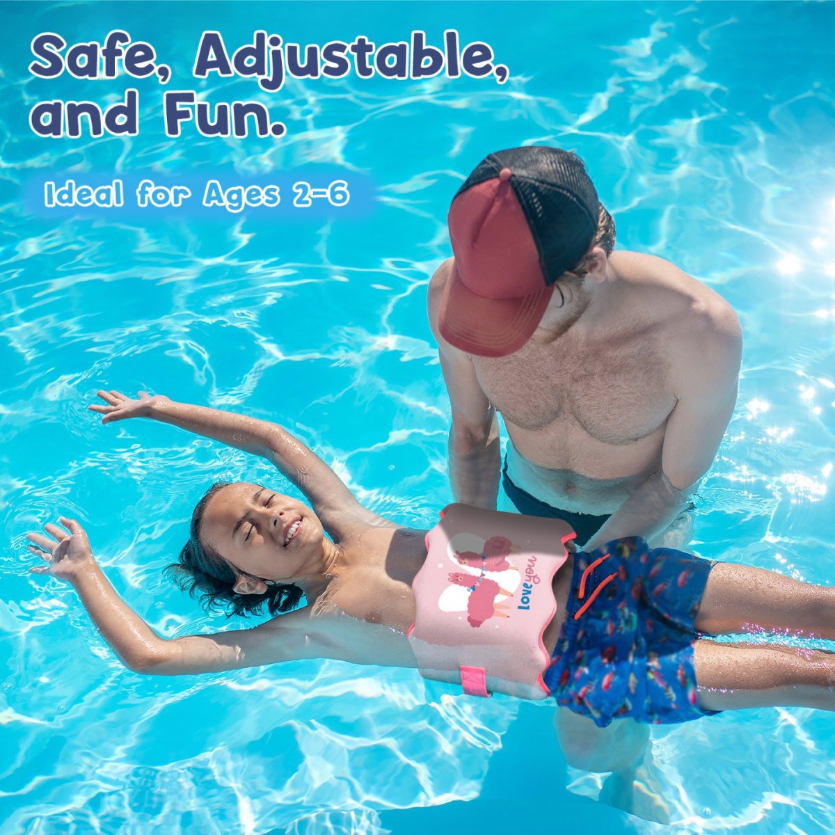 Kids swim belt with alpaca pattern