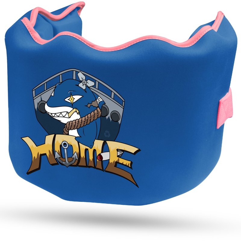 Kids swim belt blue with shark pattern