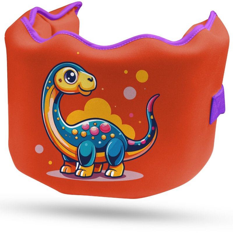 Kids swim belt orange with dinosaur pattern