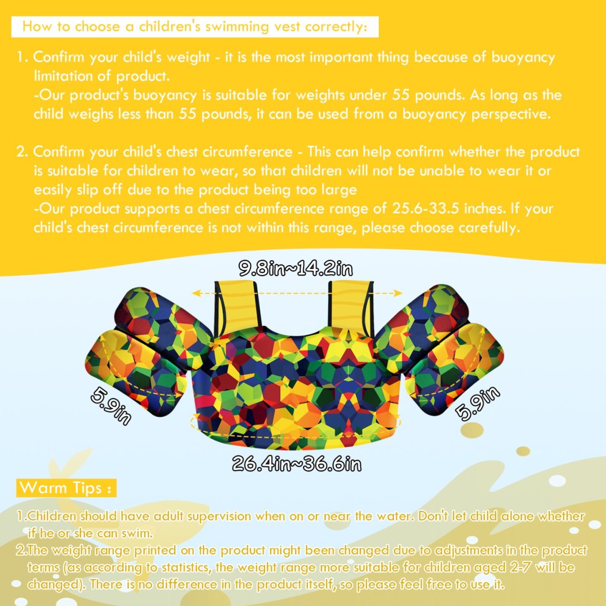 Kids Swim Vest – Geometric Camouflage - Image 2